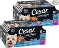 Cesar Loaf in Sauce Wet Dog Food Rotisserie Chicken Flavor with Bacon & Cheese and Filet Mignon Flavor with Bacon & Potato Variety Pack, 3.5 oz. Easy Peel Trays, 12 Count (Pack of 2)