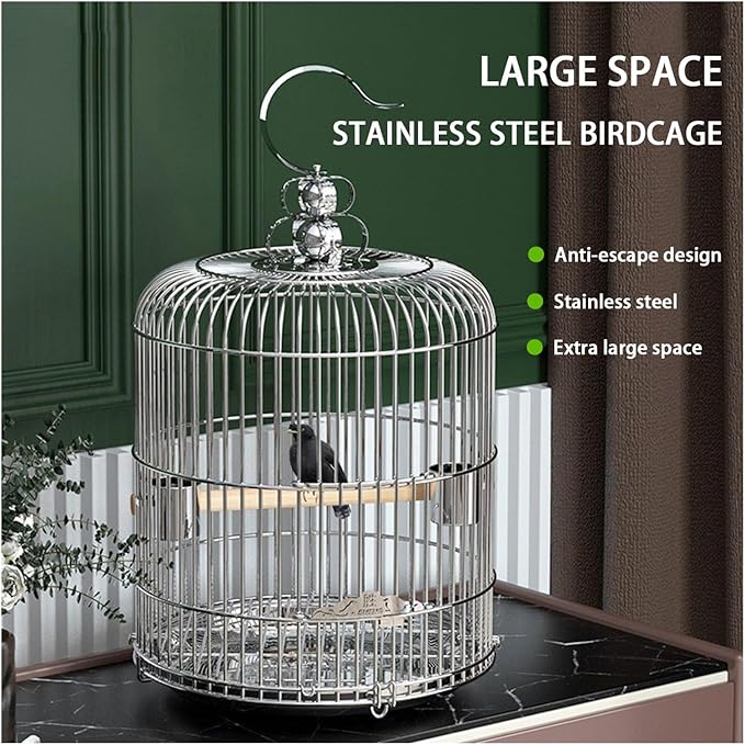 Aimery Bird Cage，Stainless Steel Birdcage，Small Bird cage，Bird Cages for Parrots，Travel Bird Cage，Bird Travel cage (Size : V38G)