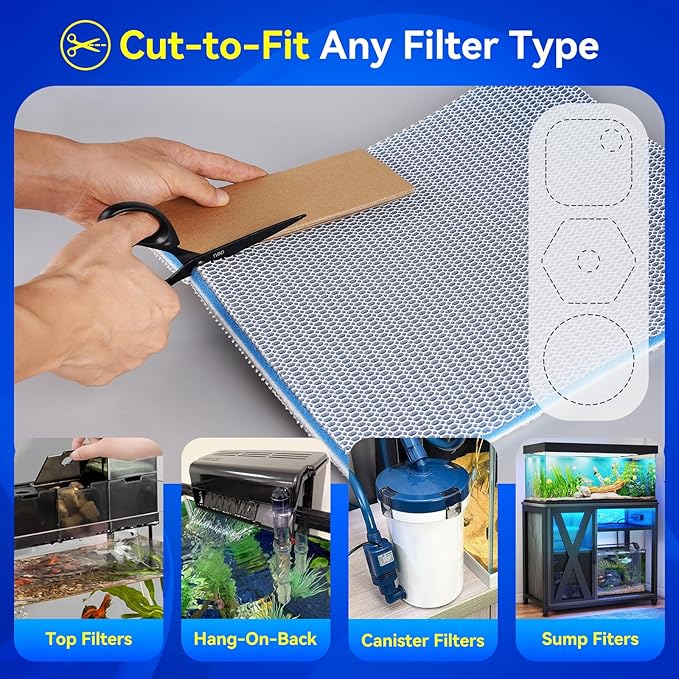 Borlech 8-Layer Fast-Acting Aquarium Filter Pad - Cut-to-Size Aquarium Floss Media for Fish Tank, Pond, Sump - Fast Water Polishing in Hours (15.75"x11.81"x0.6", 1 Pack)
