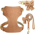 Didog Cute Small Dog Harness Collar and Leash Set with Bowtie, Breathable Soft Mesh Padded Puppy Harness, Dog Harness for Small Dogs Daily Walks Parties, Holiday Gatherings & Gifts, Brown, S