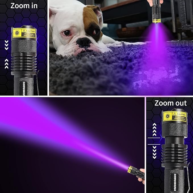 DARKBEAM UV 395nm Flashlight Ultraviolet led Light Blacklight Wood's lamp Portable 400nm Mini Detector for Dog/Cat Urine Pet Stains, Anti-counterfeiting Identification, Resin Curing, AA