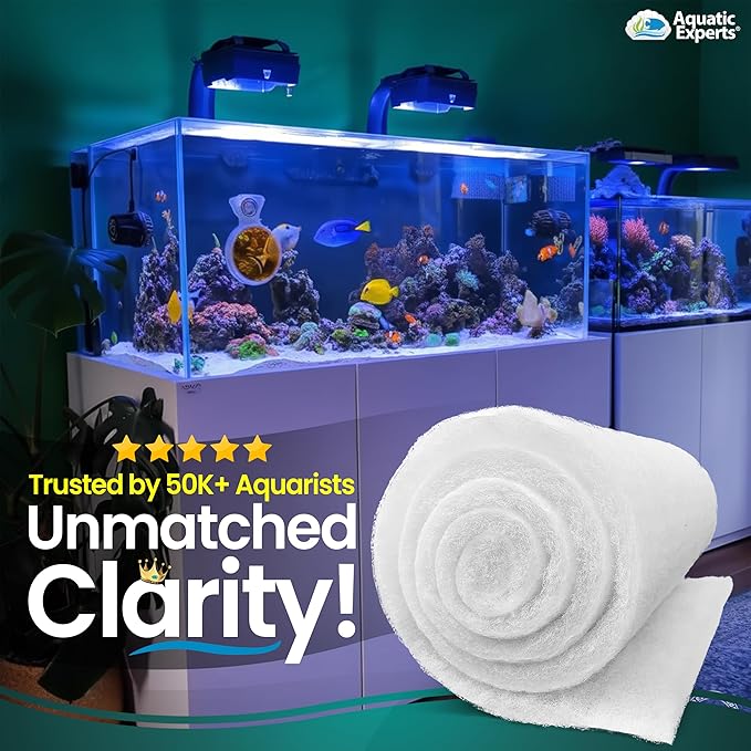 Aquatic Experts Aquarium Filter Floss for Fish Tank Filters - FilterFirst Aquarium Filter Pad - Media Roll for Crystal Clear Water, 3/4" - 1" Thick (24 Inch Wide, 72 Inch Long)