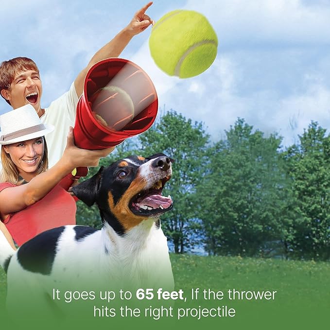 SPOT Launch & Fetch Tennis Ball Launcher Dog Toy | Interactive Dog Fetch Toy Launches Up to 65 Feet | Hands-Free Pickup | Includes 2 Tennis Balls & Removable Shoulder Strap | 24"