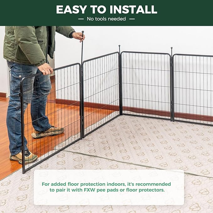 FXW Rollick Unleashed Dog Playpen for Indoor, Yard, RV Camping, 32 inch 48 Panels for Small and Medium Dogs, Black│Patented