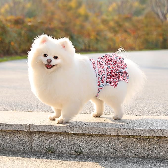 Reusable Dog Diapers Female 3 Pack Doggie Diapers for Period Heat Incontinence Puppy Training (Large, RedFlower)