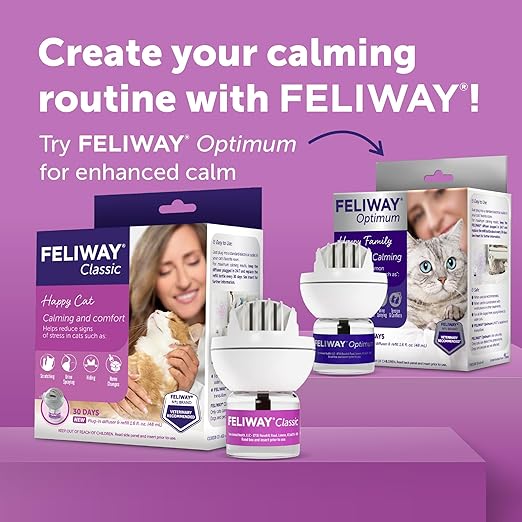 FELIWAY Classic 30 Day Cat Calming Plug In Pheromone Diffuser Starter Kit, 48ml - Helps Reduce Common Signs of Stress in Cats & Kittens, Enhanced Calming