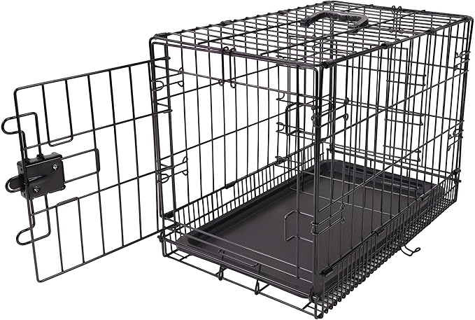 Amazon Basics Durable, Foldable Metal Wire Small Dog Crate with Tray, Single Door, 24 x 18 x 20 in, Black