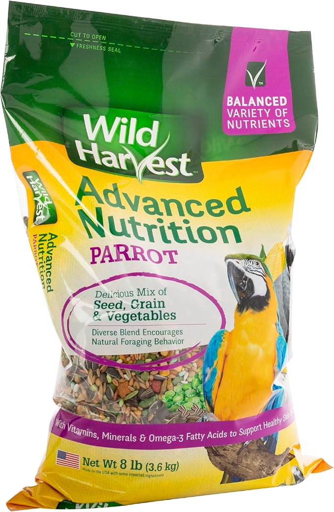 Wild Harvest Advanced Nutrition Parrot 8 Pounds, Seed, Grain and Vegetable Mix (Pack of 3)