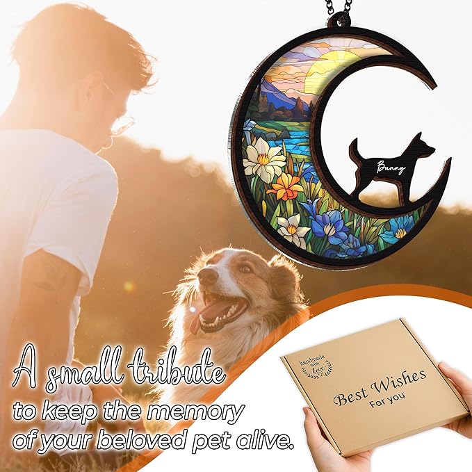 6'' Fox Terrier Memorial Suncatcher, Personalized Name, Pet Ornament Window Car Hanging, Sympathy Gift for Loss of Pet, Passed Away Remembrance Gift for Dog Lovers SCD-B11-6-02