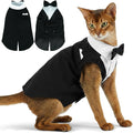 PUMYPOREITY Cat Tuxedo Suit Formal Wear with Bow Tie, Soft Skin-Friendly Cat Costumes for Cats Only, Elegant Outfit for Male Female Cats, Perfect for Wedding Birthday Photo Shoots, L, Black
