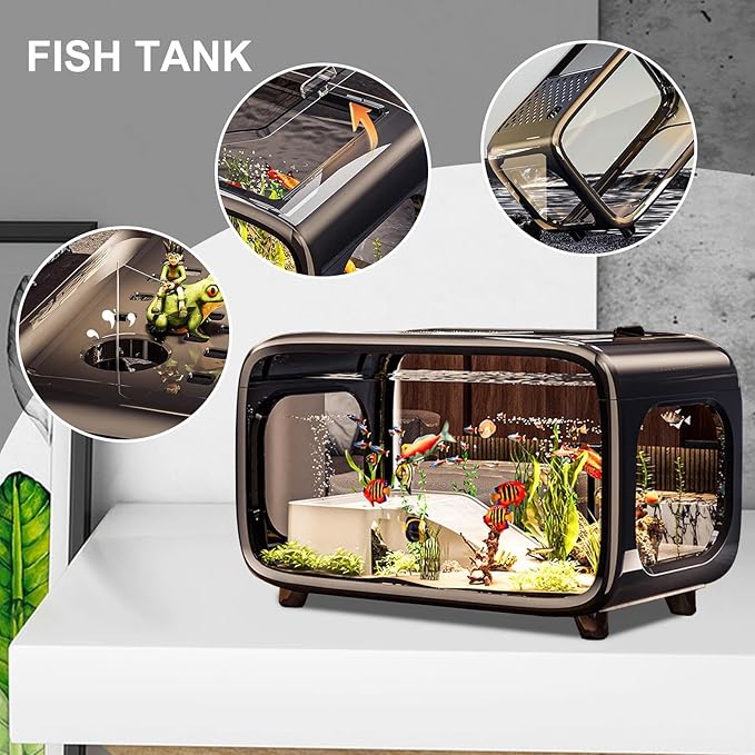 Aquarium Fish Tank - Compact Clear Habitat Bowl, Transparent Aquatic Display Container, Stylish Water Garden Design, Versatile Mini Ecosystem Setup, Aquatic Pets Housing for Betta, Shrimp, Snails