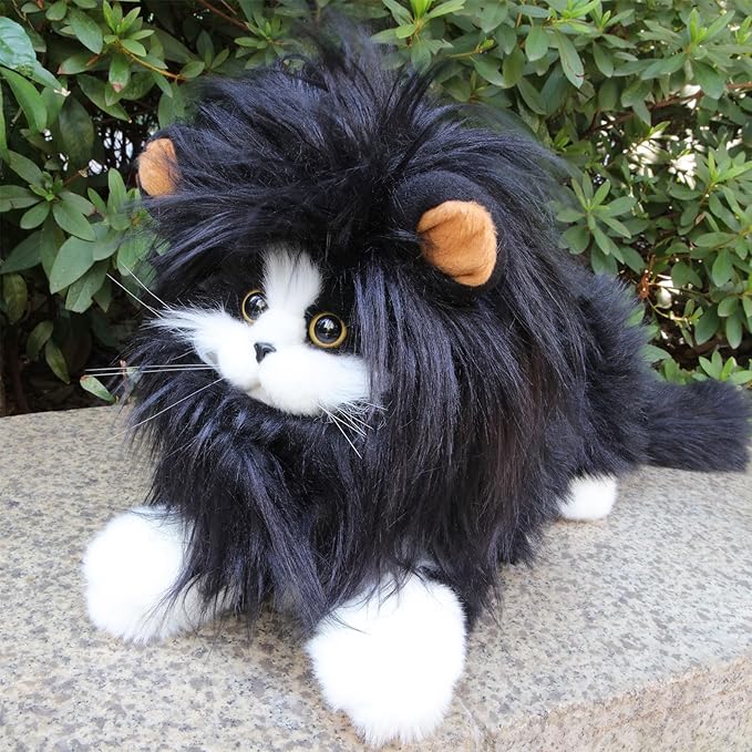 Lion Mane Wig for Cat Costume Pet Adjustable Washable Comfortable Fancy Lion Hair Cat Clothes Dress for Halloween Christmas Easter Festival Party Activity (Small, Black)