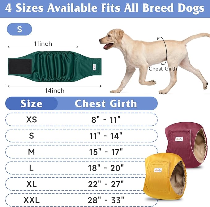5 Pack Dog Diapers Male Reusable, Premium Belly Bands for Dogs, High Absorbing Male Dog Pee Wraps for Doggie in Incontinence or Excitable Urination Red XXL