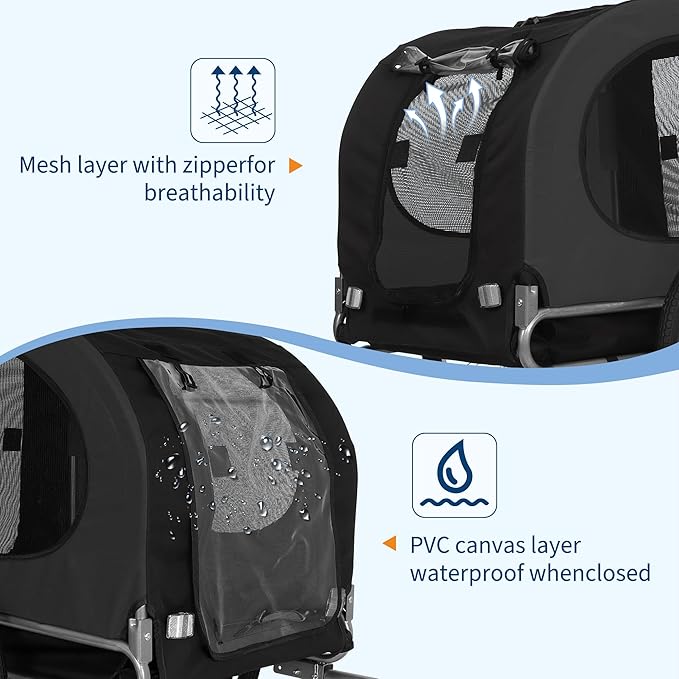 Bicycle Dog Carrier - 88Lbs Capacity Pet Bike Trailer with 19" Air Tires,Foldable Dog Trailer for Bike | with 600d Durable Waterproof Oxford Cloth | Universal Coupler | for Medium/Large Pets