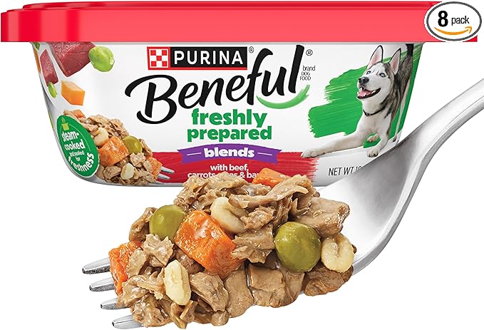Purina Beneful Freshly Prepared Blends Wet Dog Food With Beef, Carrots, Peas, and Barley - (Pack of 8) 10 oz. Tubs