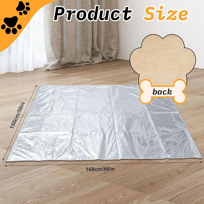 Kigley 1 Pcs Pet Deterrent Mat to Keep Dogs Off Couch, Non-Electric Cat & Dog Deterrent Mat Pain Free Couch Covers to Keep Pets Off Furniture Bed Indoor (66.1" × 59",Khaki)