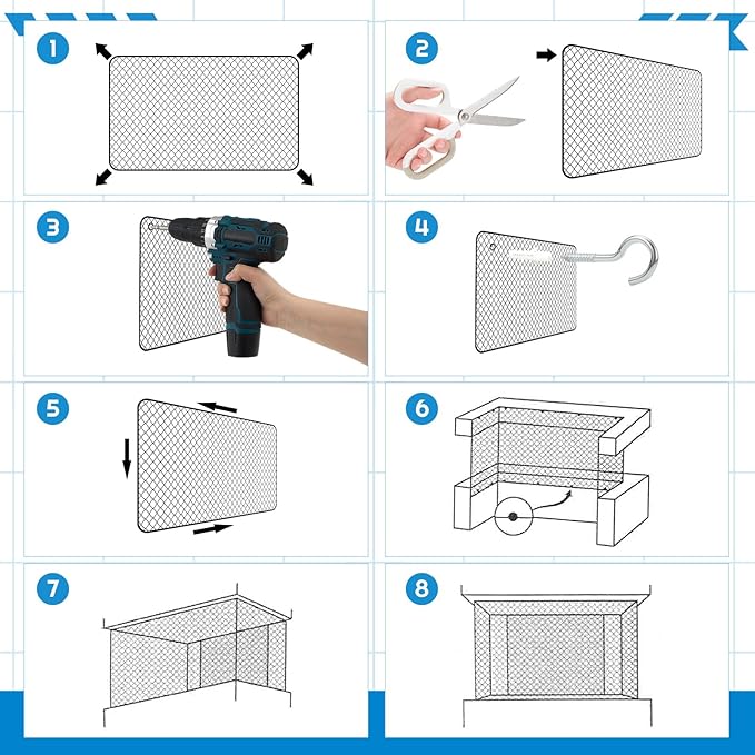 Steel Cat Netting Balcony, 10ft x 26ft Steel Reinforced Cat Wire for Balcony, High Strength Safety Pet Netting for Catio, Proof Screen for Pets, Strong Catio Protection Barrier Mesh Fence