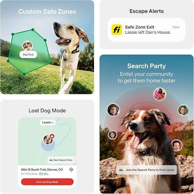 New Fi Series 3+ Smart Dog Tracker Collar [6 Month Membership Included] GPS Tracker for Dogs with Health & Behavior Monitoring, Escape Alerts, Waterproof, LED, Apple Watch Compatible (Gray, X-Large)