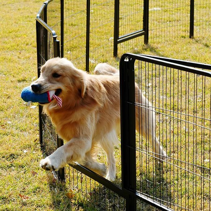 SunsGrove Dog Playpen Outdoor, Heavy Duty 32 Inch 4 Panels Play Pen for Small and Medium Dogs, Free and Safe Play Dog Fence, Black