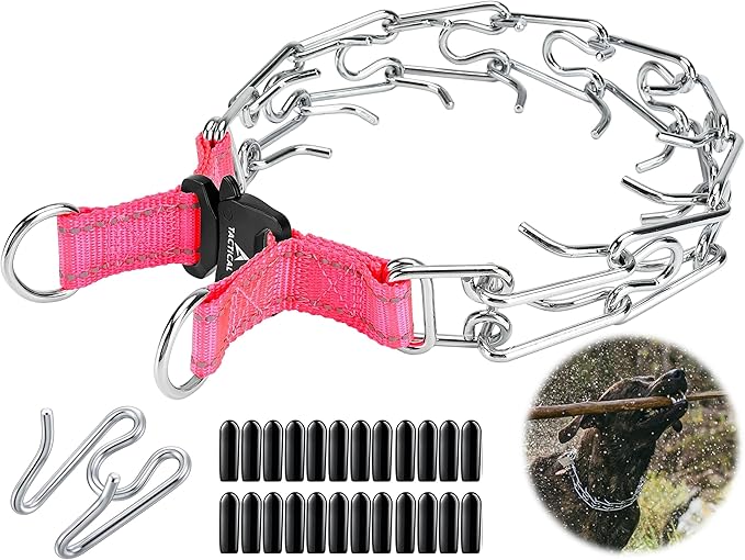 Quick Release Dog Training Collar Adjustable Stainless Steel Collar for Small Medium Large Dog (Pink, S Neck Girth 11.2"-14.5")
