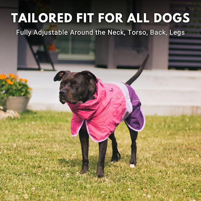 Spark Paws Dog Raincoat, Waterproof Windproof Rain Jacket, for Small Medium Large Extra Large Dogs, Reflective Breathable Full-Body Coverage Dry Suit - Pink Lilac Purple - 4XL