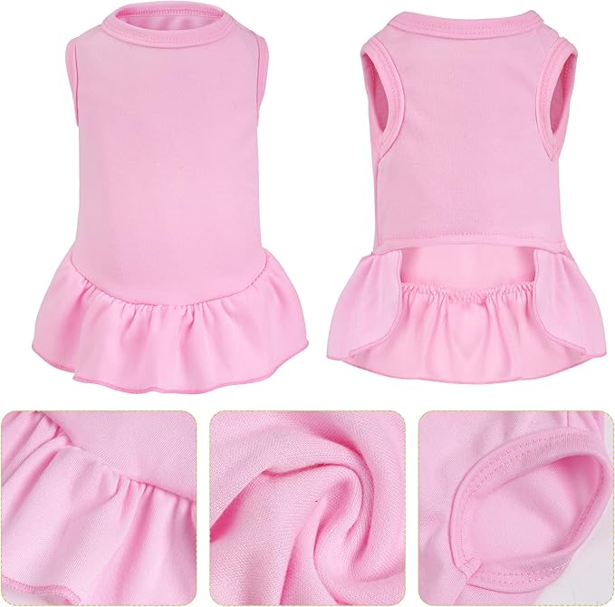 Dog Dresses Cat Skirt Solid Color Dog Clothes Summer Sleeveless Puppy Girl Clothes for Small Pet Dogs Cats (Pink, Small)