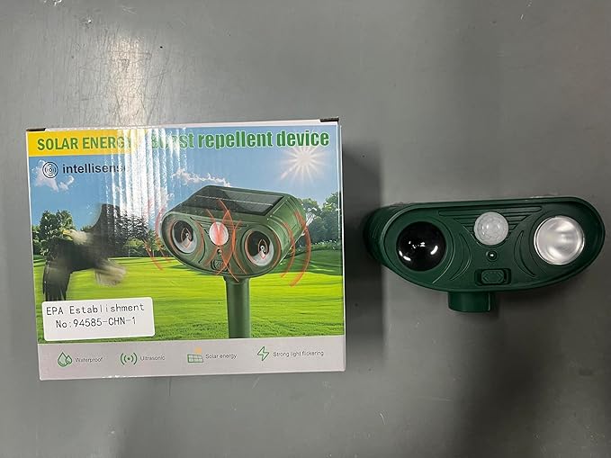 Cat Repellent Racoon Sonic Fortress Pro Deer Devices Outdoor, Solar Ultrasonic Animal Repeller Squirrel Deterrent with Motion Sensor&Flash Light to Scare Dog Rabbit Out of Garden Yard(2Pack)