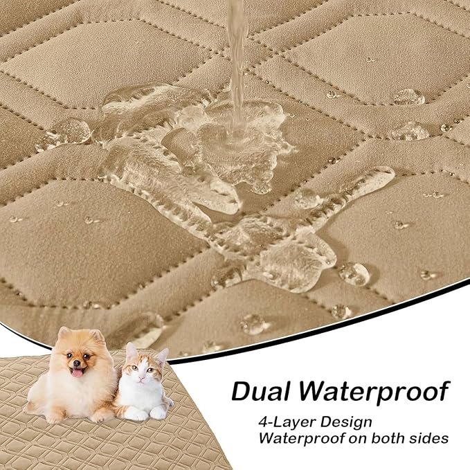hyha Waterproof Dog Bed Blanket, Soft Pet Blankets, Waterproof Couch Cover for Dogs, Reversible Sofa Covers Washable for Furniture (40x80 Inch, Camel/Beige)