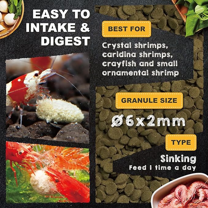 Ultra Fresh Shrimp Food, High Protein, Rich in Vitamins for Crystal, Caridina and Small Tropical Shrimp 2.04oz