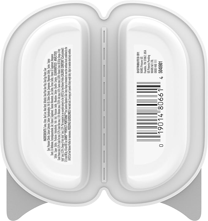 IAMS Perfect Portions Sensitive Digestion & Skin Adult Wet Cat Food Pate, Turkey Recipe, 2.6 oz. Easy Peel Twin-Pack Trays (24 Count, 48 Servings) (Pack of 2)
