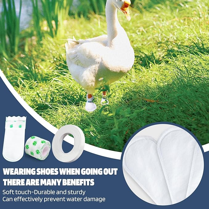 Disposable Boots for Real Duck Feet, Bumble Foot for Duck Supplies with Bandage, Large Size (Green, 20 PCS)