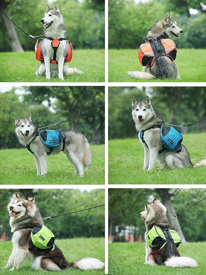 Polyester Dog Saddlebags Pack Hound Travel Camping Hiking Backpack Saddle Bag for Small Medium Large Dogs (Red,M)