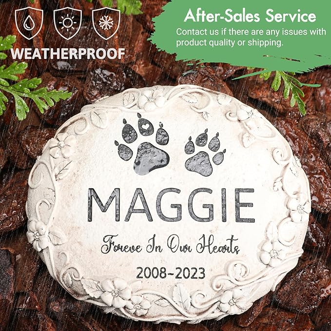 Personalized Pet Memorial Stone – Engraved Dog, Cat & Small Animal Headstone, Outdoor Weatherproof Resin Marker, Custom Pet Tombstone & Memorial Gift