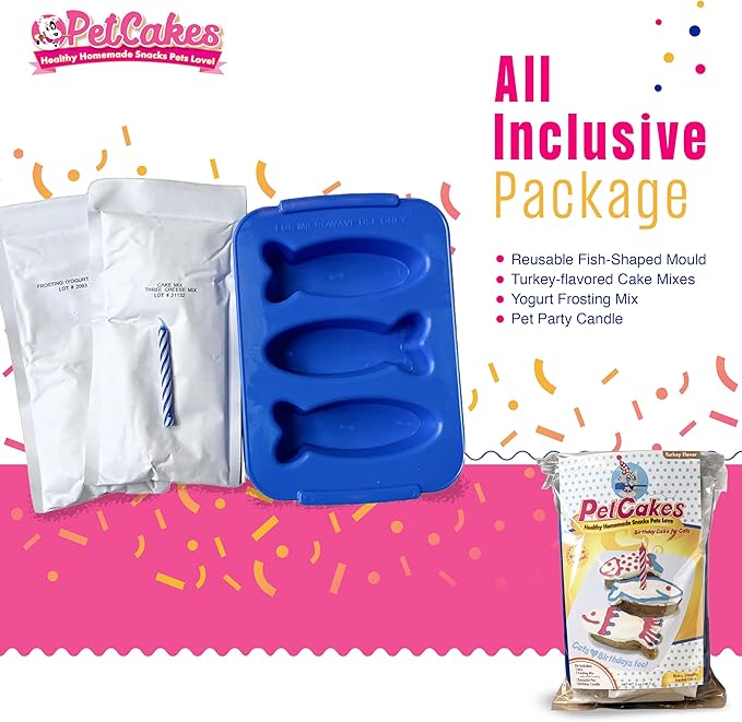 PetCakes Cat Birthday Cake Kit - All Natural Treats - Kitten & Cats Turkey Flavor Cat Food - 5.5 Oz