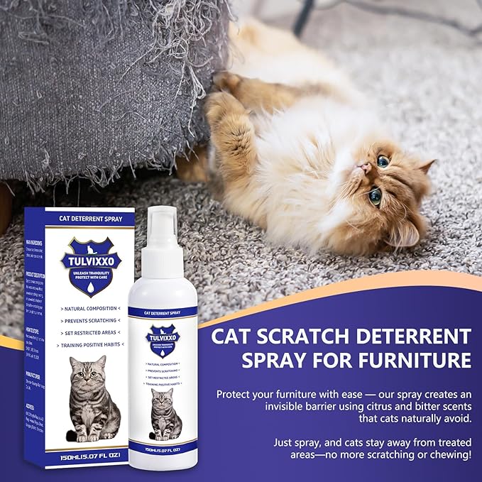 2Pcs Cat Deterrent Spray, Bitter Formula Cat Repellent for Indoor & Outdoor, Natural Plant Extracts, Anti-Scratch Aid for Furniture, Sofa, Rugs, Curtains