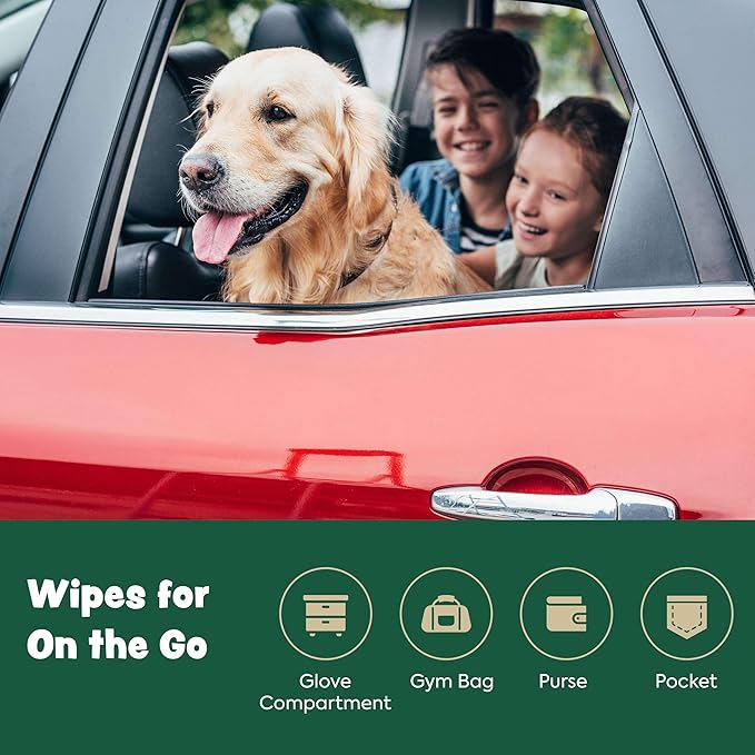 Bark & Clean Bamboo Dog Wipes for Cleaning & Deodorizing - 8.5" x 9" 110 Compostable Hypoallergenic Pet Wipes for Dogs - Paws, Butt & Body - Puppy Face, Ear & Eye Cloths - Pet Supplies