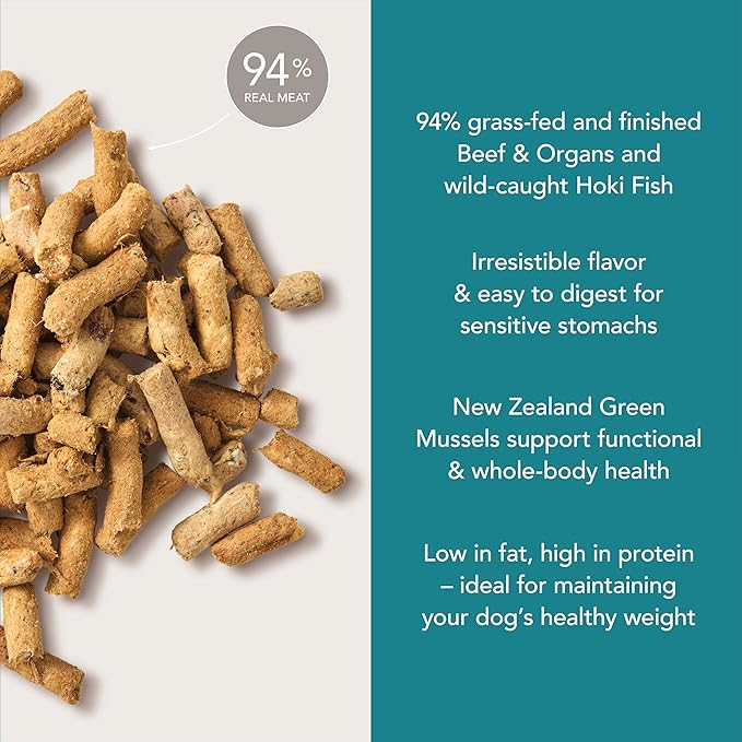 K9 Natural Beef & Hoki Freeze Dried Dog Food, High-Meat Natural Complete Meal or Meal Toppers for Dogs, Grass-Fed Beef & Hoki from New Zealand, Grain-Free, GMO-Free, Complete & Balanced Nutrition, 8lb