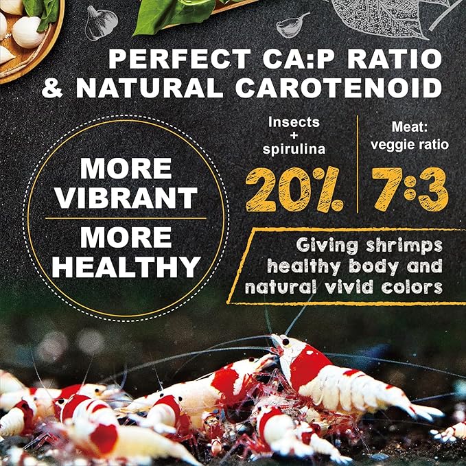 Ultra Fresh Shrimp Food, High Protein, Rich in Vitamins for Crystal, Caridina and Small Tropical Shrimp 2.04oz