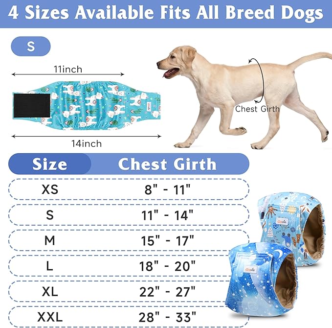 5 Pack Dog Diapers Male Reusable, Premium Belly Bands for Dogs, High Absorbing Male Dog Pee Wraps for Doggie in Incontinence or Excitable Urination Galaxy S