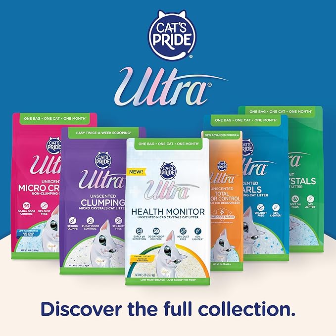 Ultra Fresh Scented Micro Crystals Premium Cat Litter - 99.9% Dust Free, Soft on Paws - 15 Lbs. Total (3pk of 5 Lbs.)