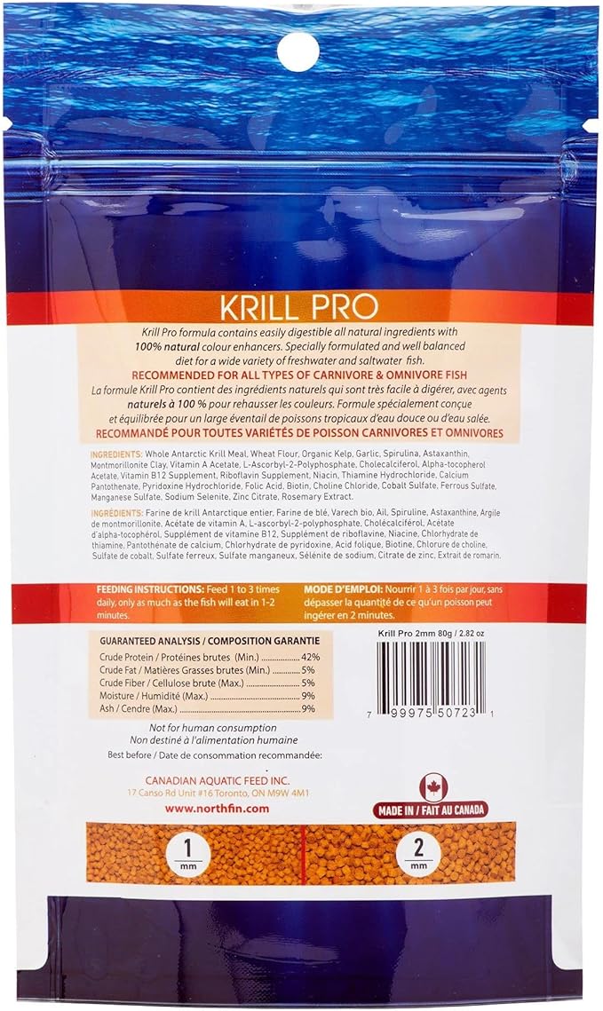 Northfin Fish Food Krill Formula Slow Sinking Pellets (6mm 1kg)