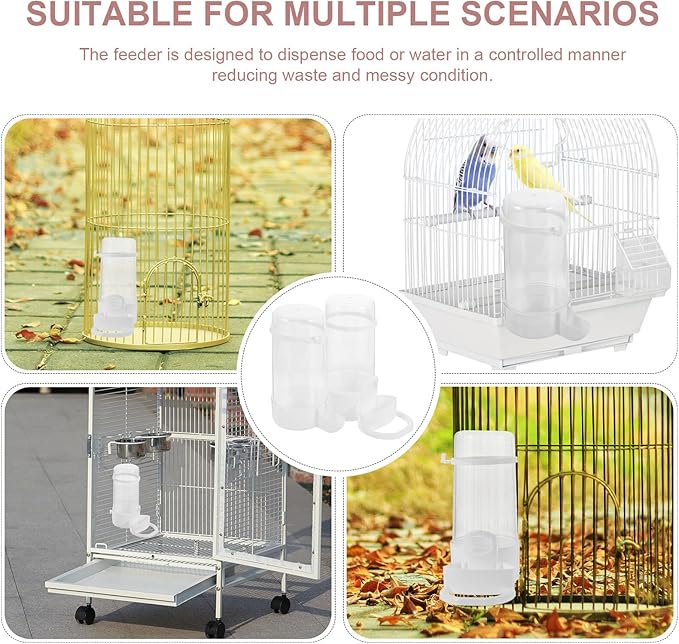 2pcs Automatic Small Bird Feeder and Water Bottle Set for Cage Food Dispenser for Parakeet Cockatiel Small Parrot – Bird Feeding and Watering Supplies for Pet