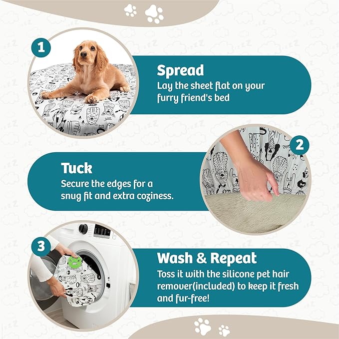 Round Dog Bed Covers Replacement Washable, Dog Bed Washable Cover, for All Shapes (Small (Up to 27″), Doodle Dogs)