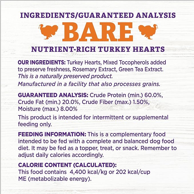 Wellness Bowl Boosters Bare, Dog Food Topper for Small, Medium, & Large Breeds, Grain Free, Natural, Freeze Dried, Turkey, 4 Ounce Bag (Pack of 1)
