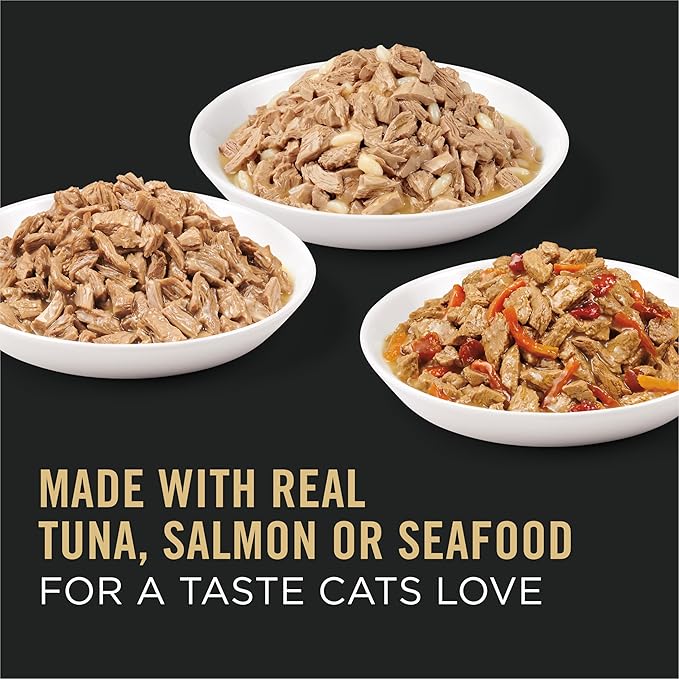 Purina Pro Plan High Protein Wet Cat Food Variety Pack,Complete Essentials Seafood Favorites - 3 oz. Cans,(Pack of 48)