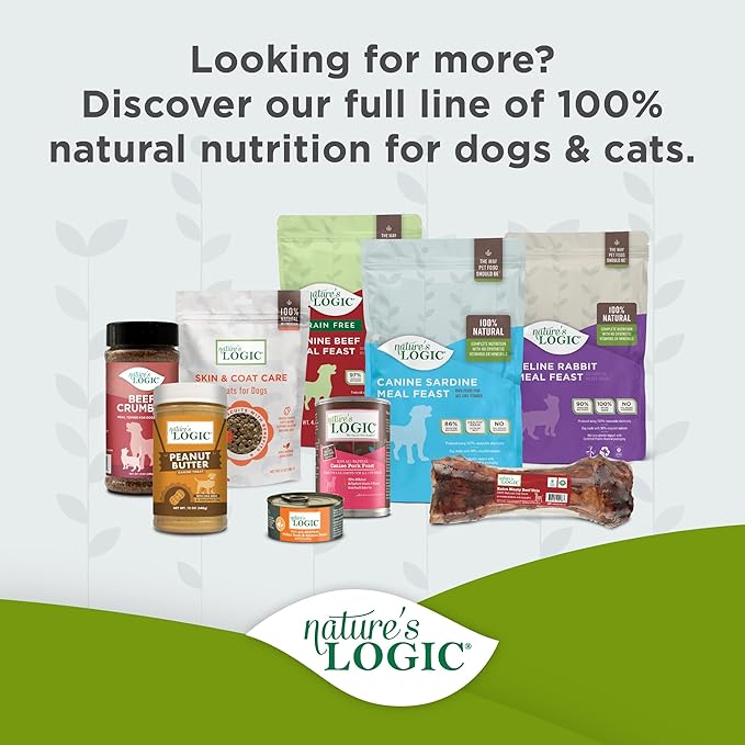 Nature's Logic 100% Natural Pine Pellet Cat Litter - 100% Ponderosa Pine, Dust-Free, Unscented, Biodegradable - Safe for Cats, Kittens, Reptiles & Small Pets - Highly Absorbent - 24 lb Bag