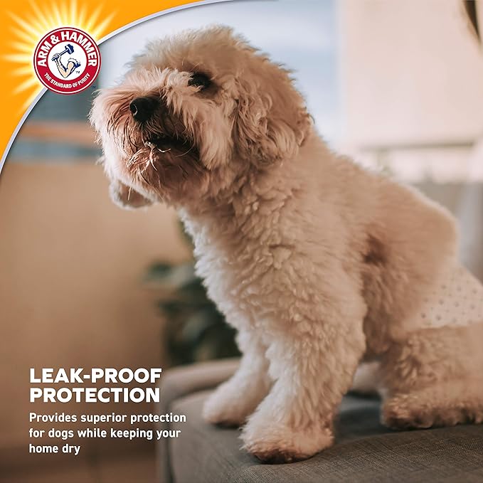 Arm & Hammer for Pets for Pets Female Dog Diapers, Size X-Small | Ultra-Absorbent, Adjustable Girl Dog Diapers with Leak-Proof Protection and Wetness Indicator (Pack of 6,72 Count Total)