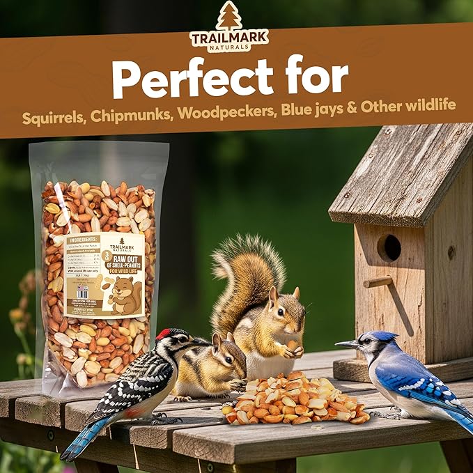 25 LB - Raw Shelled Peanuts for Squirrels, Out of Shell Peanuts for Birds and Wildlife- Squirrel Food, Wild Bird Seed - Grown in The USA