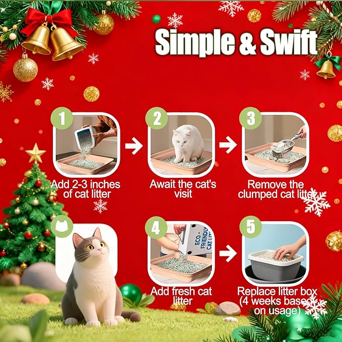 Disposable Litter Boxes for Cats Large: 2/4/6/8-Pack 17.5'' x 13.5'' Leak-Proof Sustainable for Indoor/Travel Use Standalone or as Liner 4-Pack