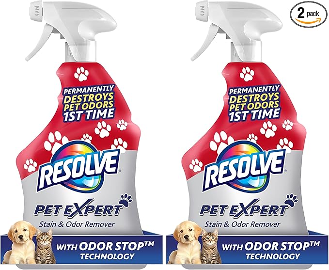 Resolve Pet Expert Stain and Odor Remover, Carpet Cleaner, Pet Stain andOdor Remover, Carpet & Upholstery Cleaner - Removes Stains andOdors, 22 oz (Pack of 2)